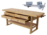 60in Workbench with 4 Drawers Wooden Workbench for Garage Workshop and Home, with Rapid Action 84680753