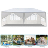 10'x20' Outdoor Party Tent with 6 Removable Sidewalls, Waterproof Canopy Patio Wedding Gazebo, White 40291651
