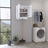 Kymo Wall Storage Cabinet, 2 Doors, Broom Hangers -White B20092125
