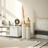 Floor metal vase modern style decoration droplet shaped white metal vase 3-piece set gorgeous W2796P255601