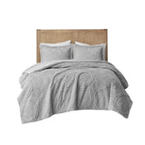Twin Embroidered Medallion Faux Fur Ultra Plush Comforter Mini Set B03597084