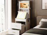 Small Vanity Desk with Mirror and LED Lights, Makeup Table with Charging Station and Storage Shelves 79311822