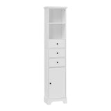 White Tall Bathroom Cabinet, Freestanding Storage Cabinet with 3 Drawers and Adjustable Shelf, MDF WF298152AAK