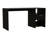 Computer Desk with 1-Drawer and 2-Open Storage Shelves, Black B097133107