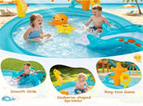 Kids Inflatable Marine Life Spray Pool with Slide & RingToss Game, PVC Outdoor Water Play Center 69496282