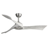 ZUN 52 Inch Ceiling Fan Without Light 6 Wind Speed Timing Function 3 Solid Wood Blade Reversible DC W934P200057