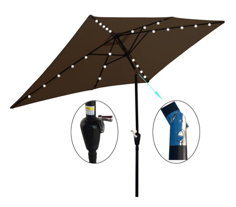 ZUN 10 x 6.5t Rectangular Patio Umbrella Solar LED Lighted Outdoor Market Table Waterproof Umbrellas W65627944