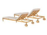Riviera Outdoor Chaise Lounge with Wheels, Acacia Wood Frame N775P287338T