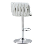 ZUN 360&deg; Fabric cover Swivel Bar Stools Set of 2, Adjustable Counter Height Bar Chairs with Woven Back & W2215P184992