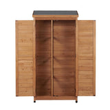 Outdoor Wooden Storage Shed with Metal Top Tall Vertical Tool Cabinet for Backyard Garden Patio Lawn W2640P291256