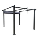 ZUN 10x10 Ft Outdoor Patio Retractable Pergola With Canopy Sunshelter Pergola for 14409576