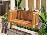 Patio Minimalist Twin Size Garden Swing Bed Wood Porch Swing with Ropes for Backyard, Safe N717P214425D