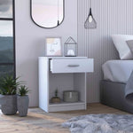 ZUN Eco Nightstand , End Table, Side Table Superior Top, One Drawer, Lower Shelf -White B20091853