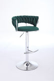 Set of 2 Bar Stools,with Chrome Footrest and Base Swivel Height Adjustable Mechanical Lifting Velvet W1249P247739