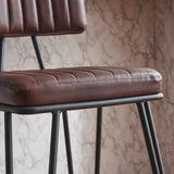 Industrial Bar Stools Set of 2, Counter Height Chairs with PU Leather Upholstery & Metal Frame, W1901P264279