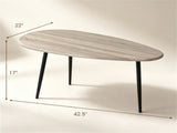Gray Stylish Irregular Shape Coffee Table, Heavy-Duty Metal Base Oval Sofa Side Table, 19599747
