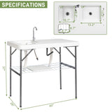 101*65.5*92cm HDPE Rectangular With Barbed Wire Foldable Outdoor Fish Killing Table White 02927889