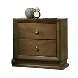 Walnut Finish 1pc Nightstand Transitional Style Bedside Table 2-Drawers Zinc Iron Bronze Metal Knob B2741P326707