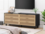 59.06"6-Drawers Rattan Storage Cabinet Rattan Drawer with White Drawer Slides,for Bedroom,Living W757P162759
