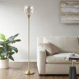 ZUN Uplight Floor Lamp with Mercury Glass Shade B03595709