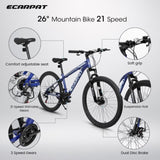 ZUN A2610 26 inch Mountain Bike 21 Speeds, Suspension Fork, Steel Frame Disc-Brake for Men Women Mens W709P172701