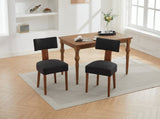 064-Set of 2 Linen Fabric Modern Armless Dining Chairs With Curved backrest and Solid Wooden Legs 32175653