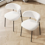 ZUN dining chairs set of 2 white , medieval modern dining chairs, teddy velvet chairs with metal legs, W1727P229055