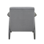 ZUN Casual Transitional Accent Chair 1pc Gray Velvet Upholstery Solid Wood Frame Living Room Furniture B011P264608