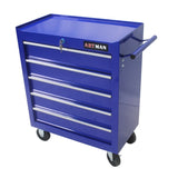 ZUN 5 Drawer Tool Chest, Tool Storage Cabinet for Garage Storage with 4 Wheels and Locking System, BLUE W1102107323