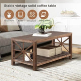 ZUN 47 Inch Modern Coffee Table with Storage Shelf, Farmhouse Rectangle Living Room Center Table for 80310050