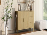 U-Style Modern Wave-Pattern Sideboard with 3 Drawers, Large Storage Buffet Cabinet with Hooks and N711P345172O