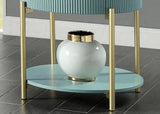 Glam Contemporary Light Teal 1pc End Table White Faux Marble Top Living Room Table Open Bottom B011P184960