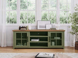 67 inch TV Stand Console for TVs up to 80 inches, No Assembly Required, Sage Green and Fruitwood B108P160211