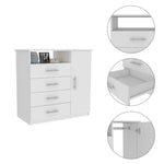 ZUN Montauk 5-Shelf Wall Mounted Shoe Cabinet with Mirror Door White B06280561