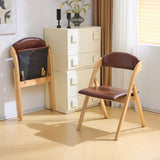 Set of 2 Wooden Folding Chairs with Padded Seats, Portable Simple Folding Chairs with Cushion for 87314134