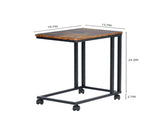 C-Shaped End Table with Wheels for Sofa Side, Bedside & Reading Corner Use, Brown 83517157