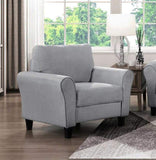 Modern 1pc Chair Dark Gray Textured Fabric Upholstered Rounded Arms Attached Cushion Transitional B01156447