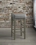 ZUN Transitional Gray Faux Leather Seat 29-inch Pub Height Stools Set of 2, Antique Gray Finish Solid B011P232131