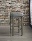 ZUN Transitional Gray Faux Leather Seat 29-inch Pub Height Stools Set of 2, Antique Gray Finish Solid B011P232131