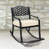 Metal Chair, Outdoor Bench with Cushion, Patio Rocker with Footrest, Weatherproof 64175389