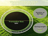 Green 12' Trampoline Replacement Mat 72 V-Hooks, Fits 5.5" Springs, for Backyard Old Trampoline 21651369