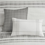 6 Piece Cotton Jacquard Oversized Comforter Set White/Grey Queen B035128778