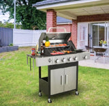 ZUN 4-Burner Propane Gas BBQ Grill with Side Burner, 46790BTU Output With Enameled Cast Iron Cooking W2938P208384