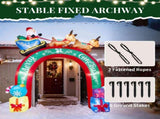 10FT Lighted Christmas Inflatable Archway, Inflatable Arch with Reindeer Pulling Santa's Sleigh, 88336718