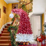 ZUN 6FT Hinged Fir Artificial Fir Bent Top Christmas, Xmas Bendable Santa Hat Style Christmas PX292920AAJ