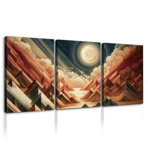 ZUN 3 Panels Framed Abstract Wood Grain Boho Style Mountain & Forest Canvas Wall Art Decor,3 Pieces W2060P155439