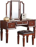 Luxurious Majestic Classic Cherry Color Vanity w Stool 3- Storage Drawers 1pc Bedroom Furniture B011111850