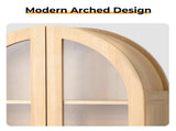 Bathroom Wall with Double Glass Doors 3 Shelves and Towel Bar Arched-top MDF Bathroom 30199242