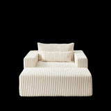 75-Inch Corduroy Sponge Sofa Lounge Chair with Removable footrest,No Assembly Required,Fluffy Modern W834P206099