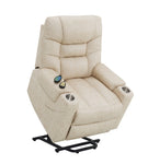 ZUN ACME Nairi Power Recliner w/Lift, Heating & Massage, Light Gray Leather Aire LV02995